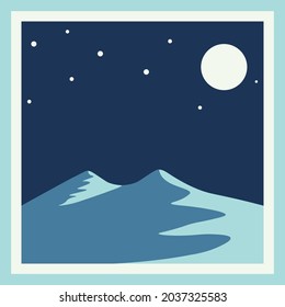 Sanddünen am Abend mit Vollmond in Sicht.