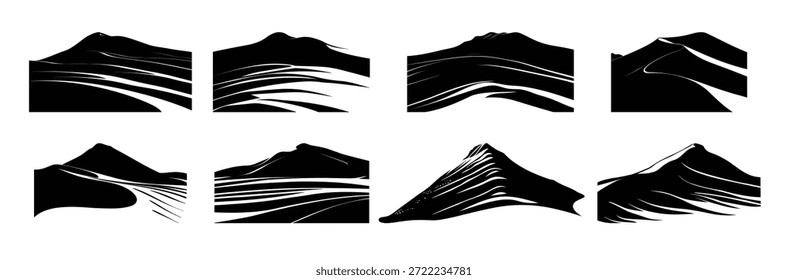 dunas de areia silhueta feixe vetor ilustração