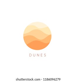 Sand dunes vector icon. Desert landscape logo template. Abstract round flat style logotype.