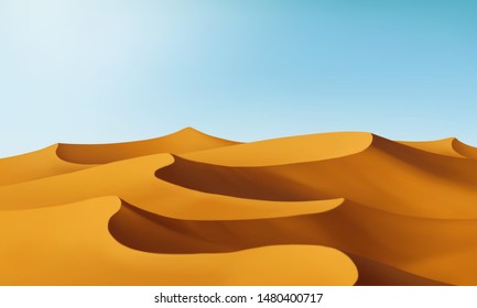 Sand dunes vector illustration. Desert.