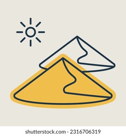 Icono aislado del vector dunas de arena. Signo de la naturaleza. Símbolo gráfico del sitio web de viajes y turismo y diseño de aplicaciones, logotipo, aplicación, interfaz de usuario