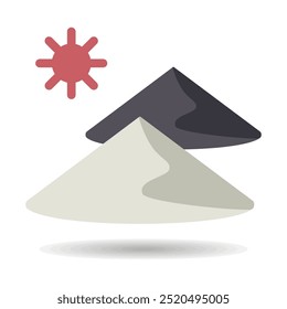 Sand dunes vector isolated icon. Nature sign. Graph symbol for travel and tourism web site and apps design, logo, app, UI