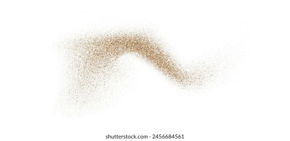 Sand dust powder splash. Flow grit speckles and particles wave texture. Ground grain scatter element. Gritty explosion wind shape for overlay, poster, banner, brochure, leaflet. Vector backdrop