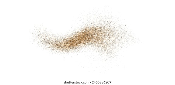 Sand dust powder splash. Flowing grit speckles and particles wavy texture. Ground grain scatter element. Gritty explosion wind shape for overlay, poster, banner, brochure, leaflet. Vector backdrop