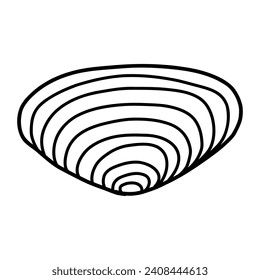 La cubierta marina de barro de arena aislada en un transparente. Ilustración vectorial en el estilo de contorno. Para tarjetas, logotipo, decoraciones, invitaciones, diseños de boho.