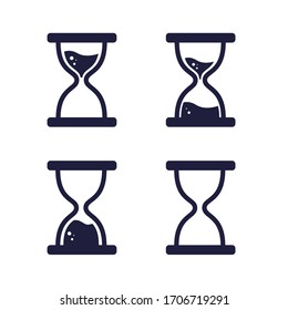 Sand Glass Clock Icons Set. Vector. EPS 10