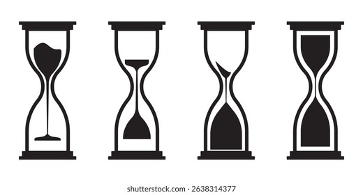 Sand Glass Clock Icons Set. Vector . sand glass timer .Hourglass, sandglass icons.