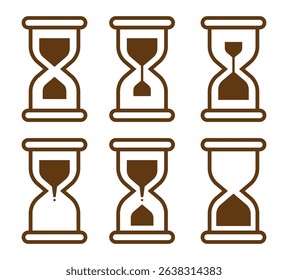 Sand Glass Clock Icons Set. Vector . sand glass timer .Hourglass, sandglass icons.