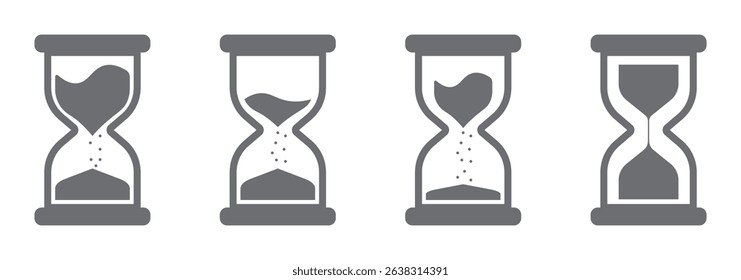 Sand Glass Clock Icons Set. Vector . sand glass timer .Hourglass, sandglass icons.