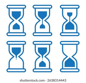 Sand Glass Clock Icons Set. Vector . sand glass timer .Hourglass, sandglass icons.