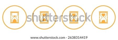 Sand Glass Clock Icons Set. Vector illustration . Sand watch line icon on white background. Hourglass logo flat design. High quality black style vector illustrator. 