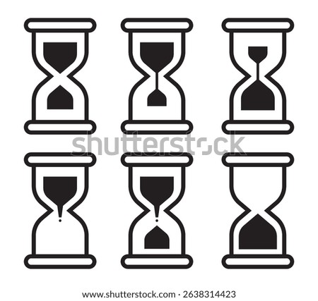 Sand Glass Clock Icons Set. Vector illustration . Sand watch line icon on white background. Hourglass logo flat design. High quality black style vector illustrator. 