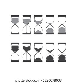 Sand glass or hourglass icons set vector illustration on white background.