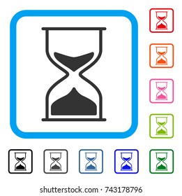 Sand Glass icon. Flat gray pictogram symbol in a light blue rounded square. Black, gray, green, blue, red, orange color variants of Sand Glass vector. Designed for web and application UI.