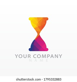 Sand glass Logo, Low poly vector design