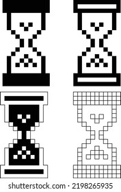 sand glass pixel clock icon on white background. sand clock sign. hourglass symbol. flat style.