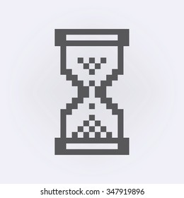Sand Glass Pixel Clock Icon . Vector illustration