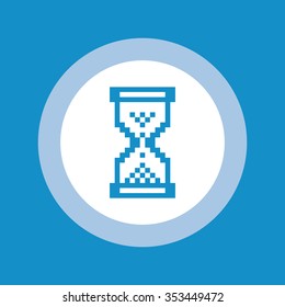 Sand Glass Pixel Clock Icon . Vector illustration