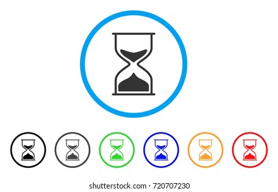Sand Glass rounded icon. Style is a flat sand glass gray symbol inside light blue circle with black, gray, green, blue, red, orange versions. Vector designed for web and software interfaces.