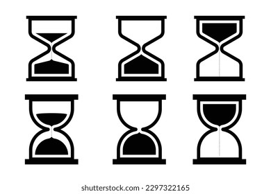 icono de tiempo de cristal arena y reloj y icono de tiempo