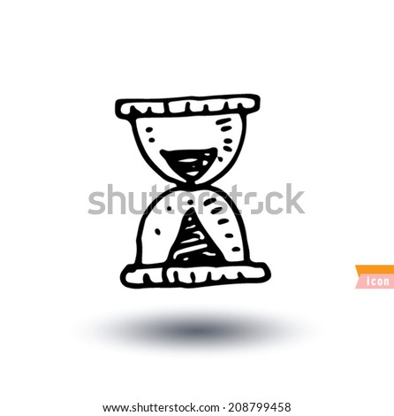 sand glass timer icon, Hand drawn vector illustration.