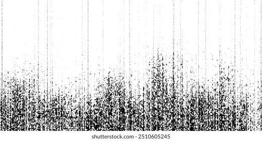 Sandkorn Textur wellenförmigen Muster Hintergrund. Abstrakte Punktwelle, gepunktete Linie mit schwarzem Rauschen, Sandtextur, körniger Effekt, Vektorgrafik einzeln auf Weiß.