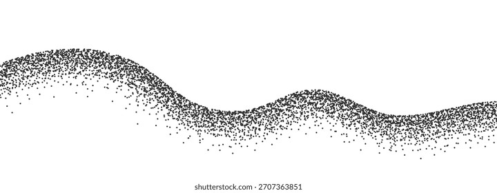 Fondo de línea ondulada de grano de arena. Ondas de textura punteada de puntos Abstractas, líneas punteadas de ruido negro, efecto granulado de arena. Ilustración vectorial de Antiguas aislada en blanco.