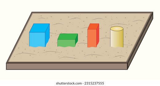 Sand ground and solid bodies. Pressure between solid body and ground. Science sand floor. Physics pressure. Physics pressure experiment.