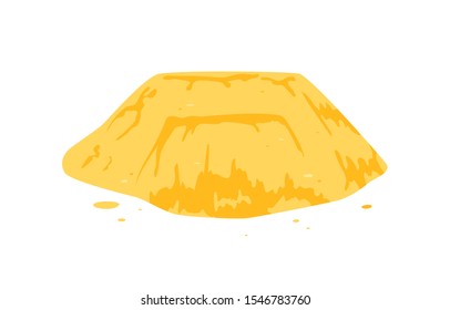 Sand heap icon isolated on a white background. Yellow dune in a desert, on a beach, at a construction site or playground. Vector illustration in flat style.