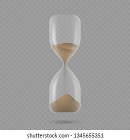 Sand hourglass clock isolated on transparent background.