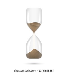 Sand hourglass clock isolated on white background.