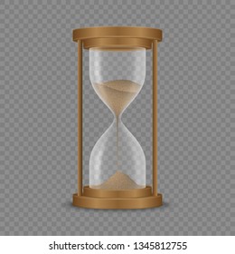 Sand hourglass clock isolated on transparent background.