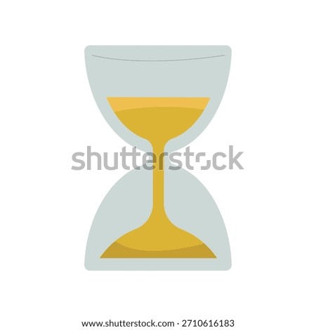 Sand hourglass flowing. Time measuring Vector. Glass object instrument. Clock icon element.