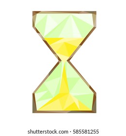 sand hourglass isolated by triangles, polygon. Low-polly style