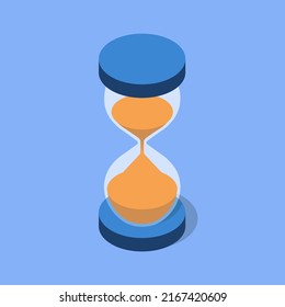 Sand hourglass in isometric view. Flat style. Isolated vector for presentation, infographic, website, apps and other uses.