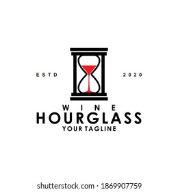 sand hourglass and red wine logo design vector illustration for beverage and restaurant 