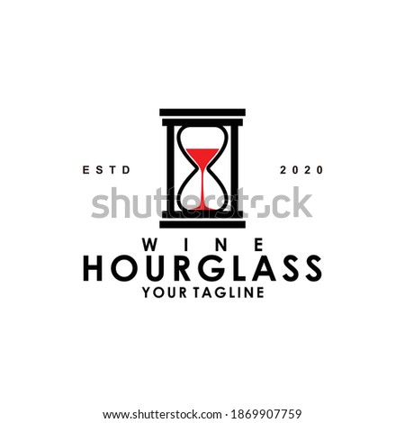 sand hourglass and red wine logo design vector illustration for beverage and restaurant 
