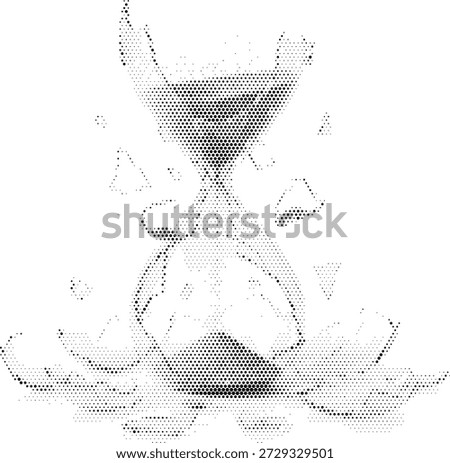 Sand hourglass timer illustration in halftone monotone vintage time style