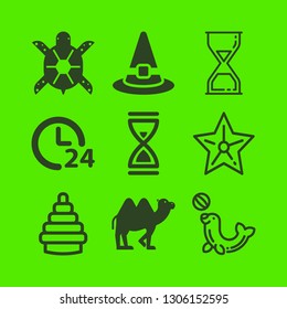 sand icon set with turtle, starfish and pyramid vector illustration