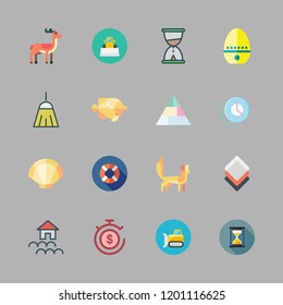 sand icon set. vector set about fennec, lifeguard, pyramid and time icons set.