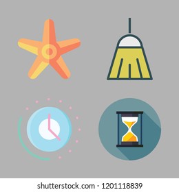 sand icon set. vector set about broom, starfish, hourglass and time icons set.