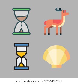 sand icon set. vector set about antelope, hourglass and clam icons set.