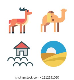 sand icon set. vector set about antelope, camel, flood and desert icons set.