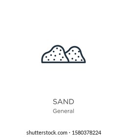Sand icon. Thin linear sand outline icon isolated on white background from general collection. Line vector sign, symbol for web and mobile
