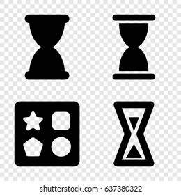 Sand icons set. set of 4 sand filled icons such as from toy for beach
