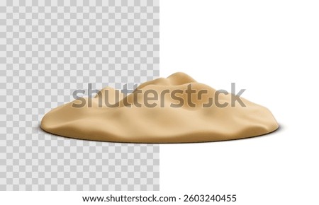 Sand island in 3d realistic style isolated on transparent background. Vector illustration