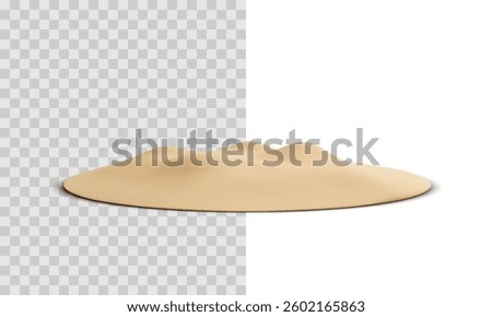 Sand island with shadow in 3d realistic style isolated on background. Vector illustration