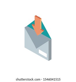 sand message correspondence postal mail isometric vector illustration