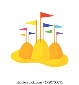 sand mountains and colors flags songkran icon vector illustration design