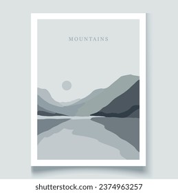 sand mountains poster in grey colours vector